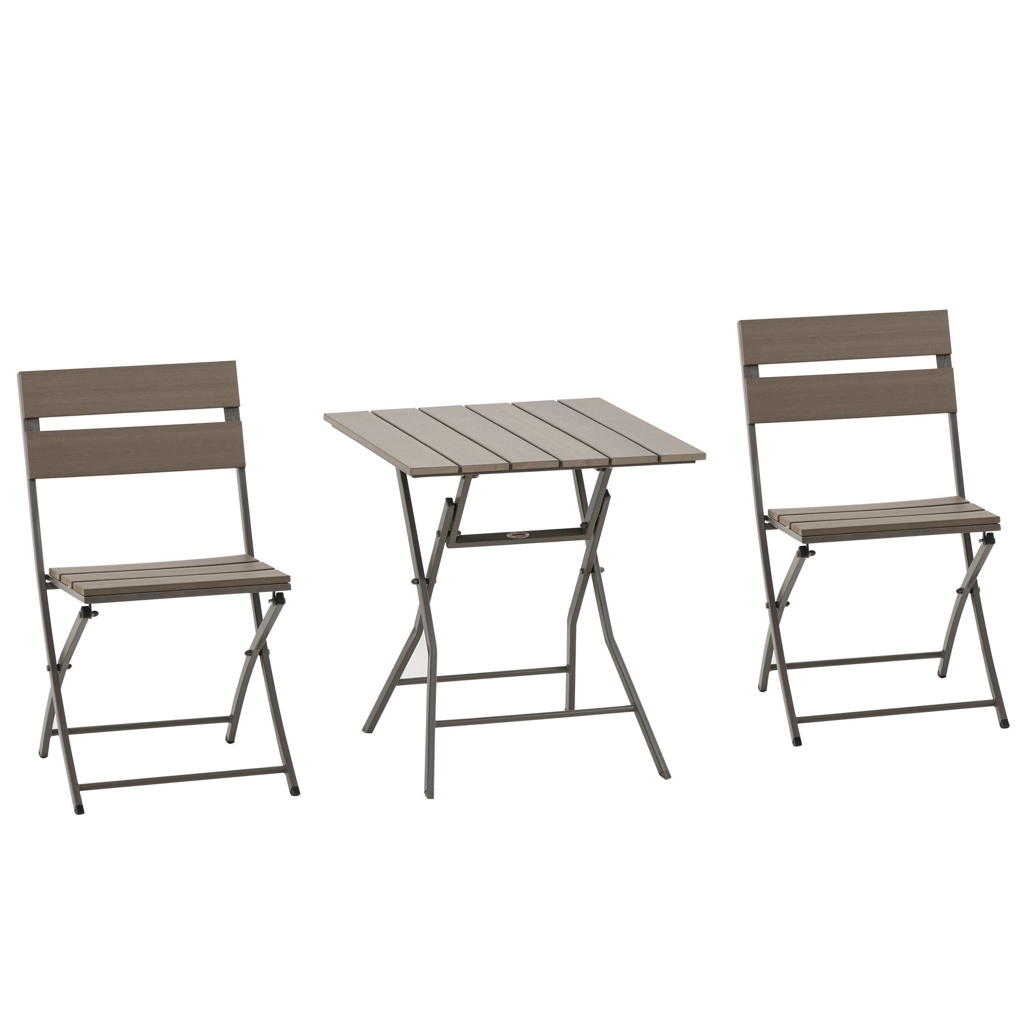 3 Piece Foldable Metal Garden Bistro Set - Grey-0