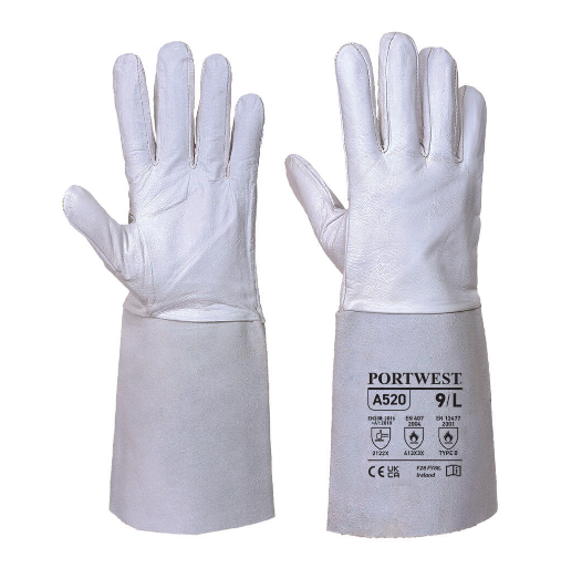 TIG Welders 85 Grain Leather Gauntlet Grey A520