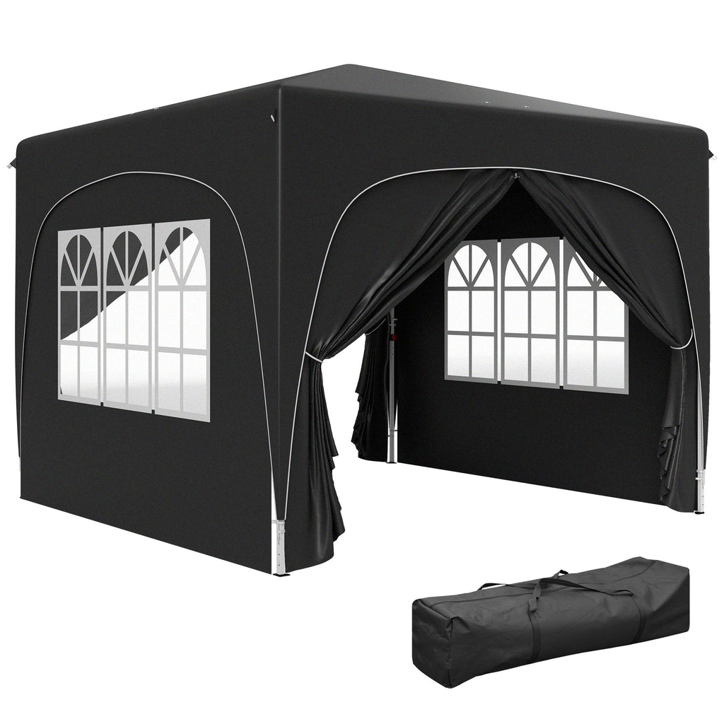 3x3m Pop-Up Gazebo Shelter with UPF50+ Canopy - Black-0
