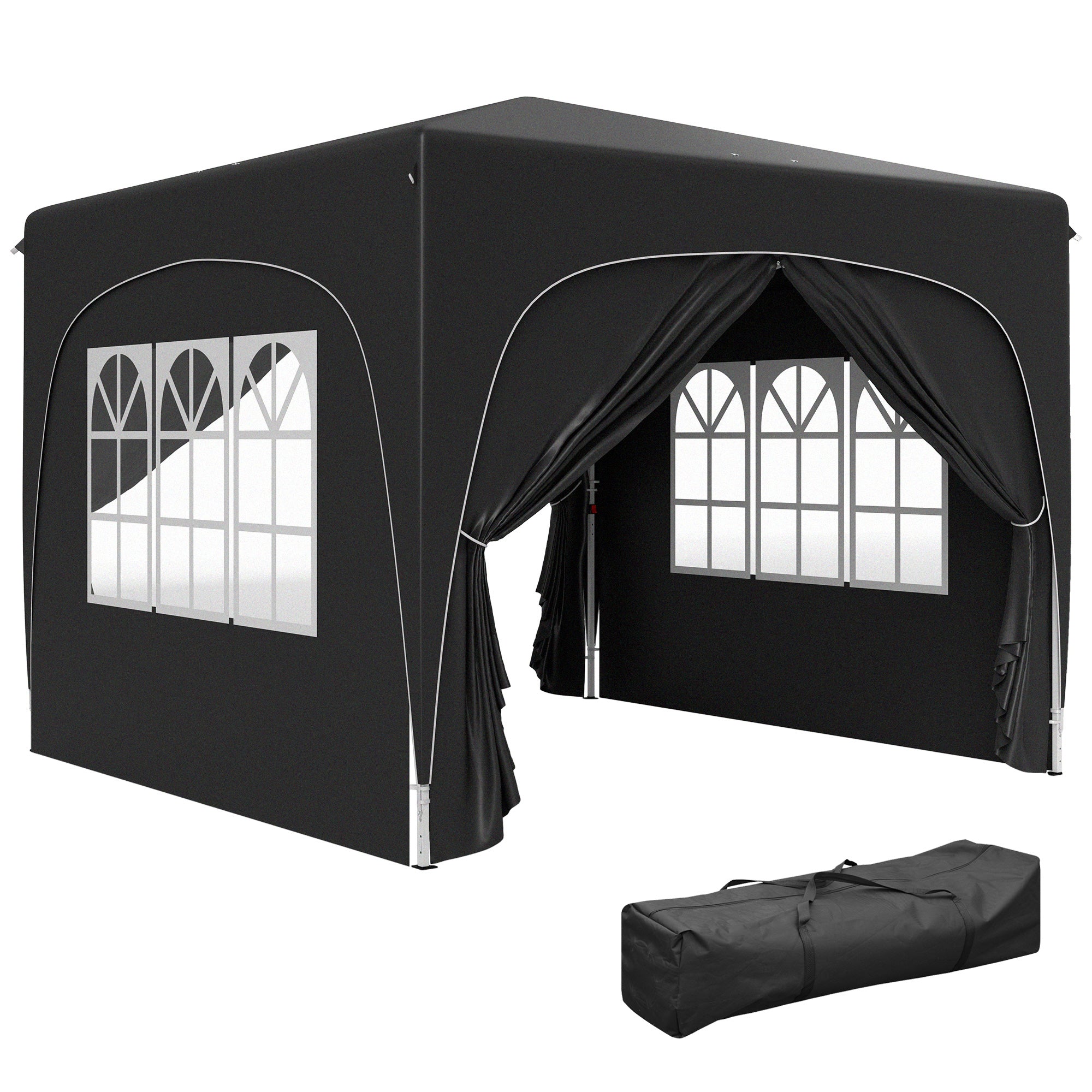 3x3m Pop-Up Gazebo Shelter with UPF50+ Canopy - Black-0