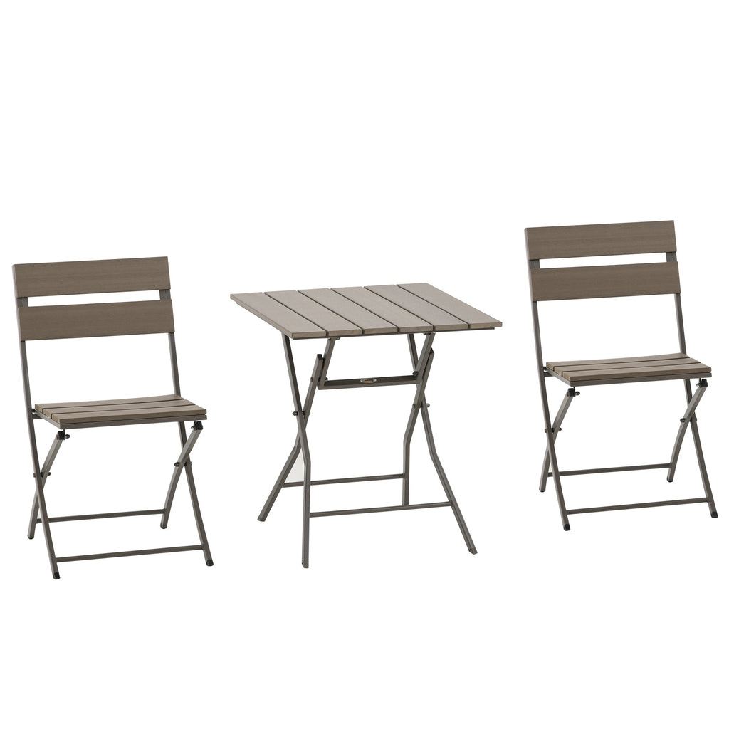 3 Piece Foldable Metal Garden Bistro Set - Grey-0