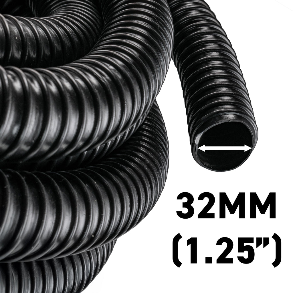 Corrugated Pipe 1.25" (32mm) with 2 x Double Wire Clips Set-1