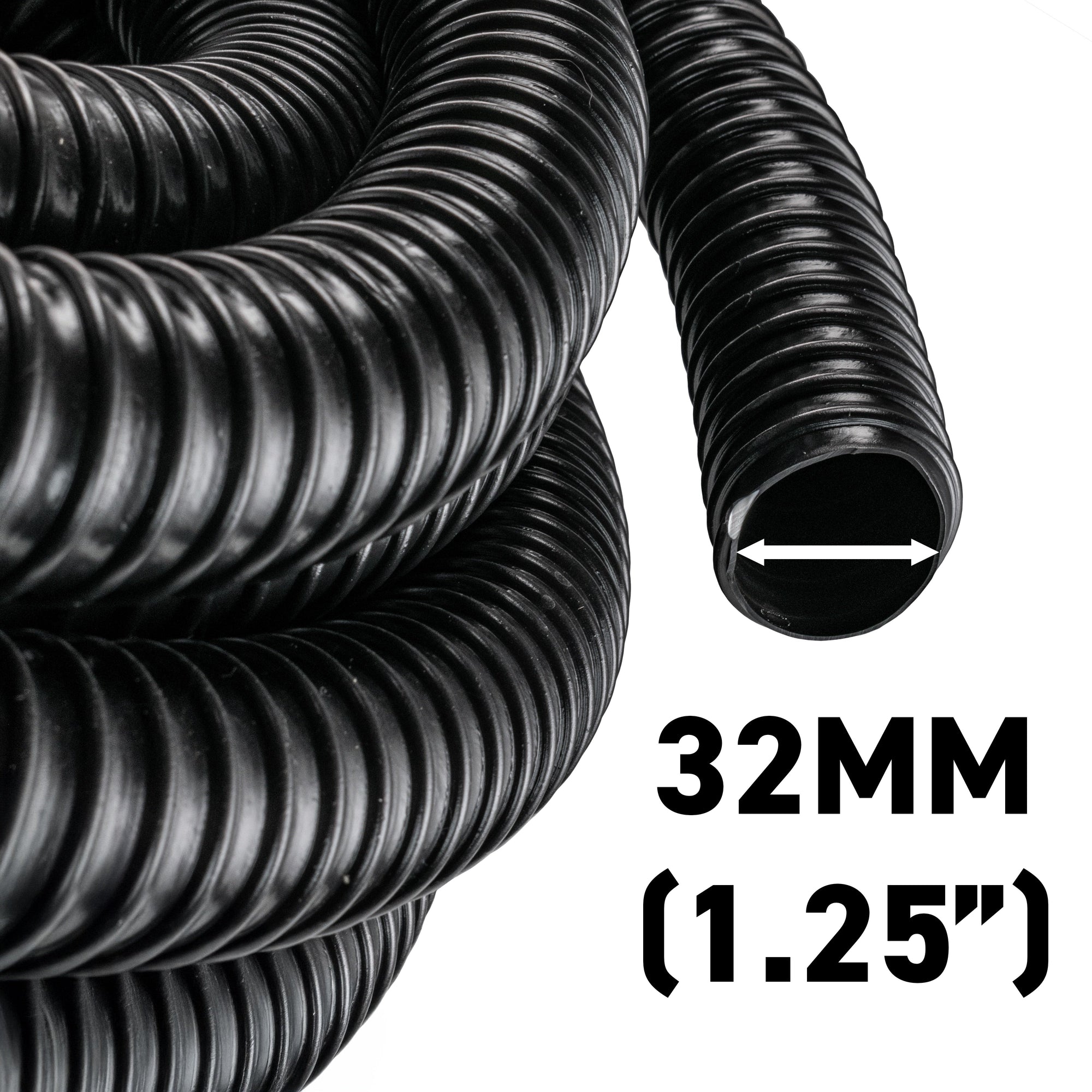 Corrugated Pipe 1.25" (32mm) with 2 x Double Wire Clips Set-1