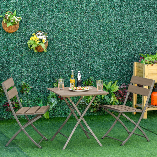 3 Piece Foldable Metal Garden Bistro Set - Grey-1