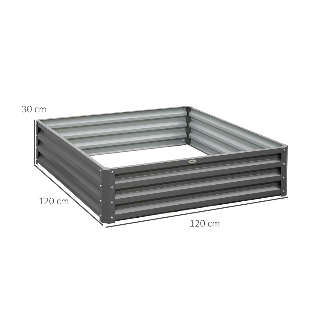 432L Square Raised Garden Bed Box Steel Frame for Vegetables, Flowers and Herbs, 120 x 120 x 30cm, Light Grey-2