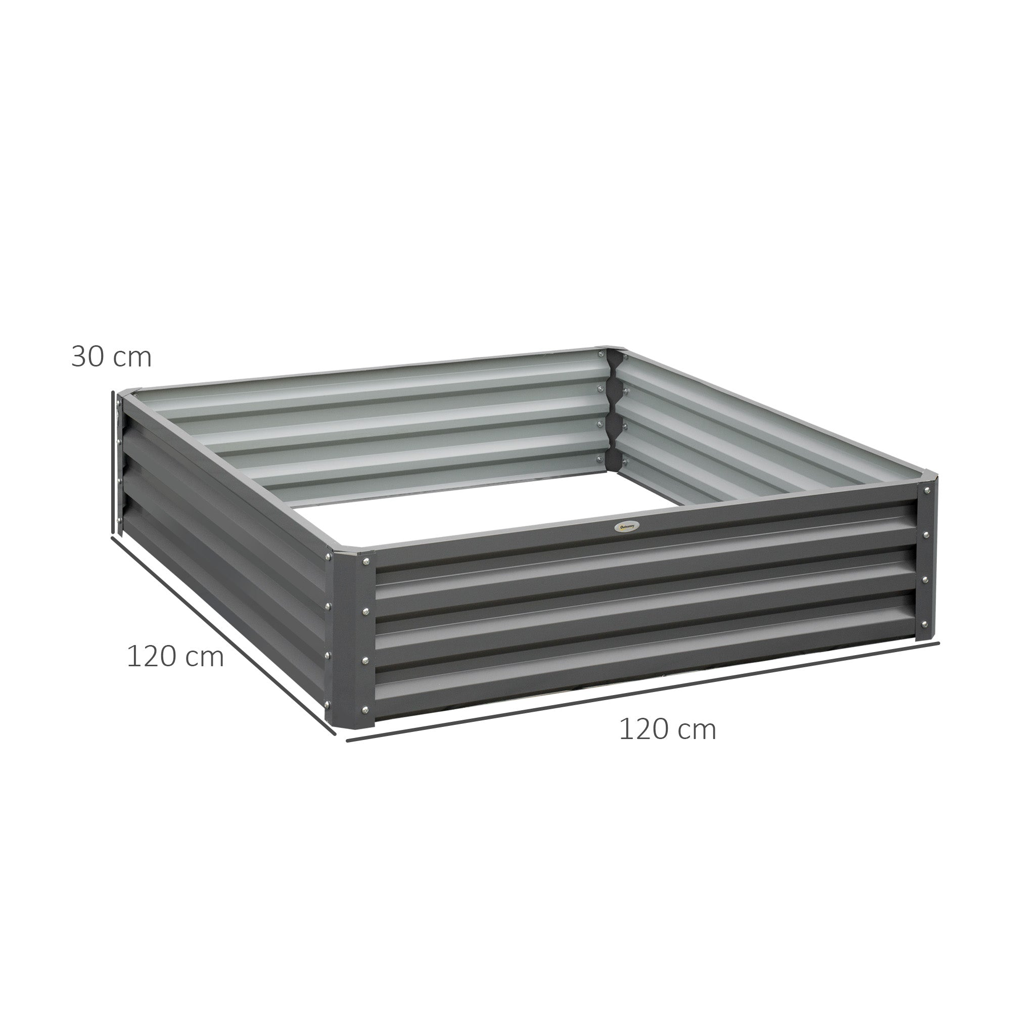 432L Square Raised Garden Bed Box Steel Frame for Vegetables, Flowers and Herbs, 120 x 120 x 30cm, Light Grey-2