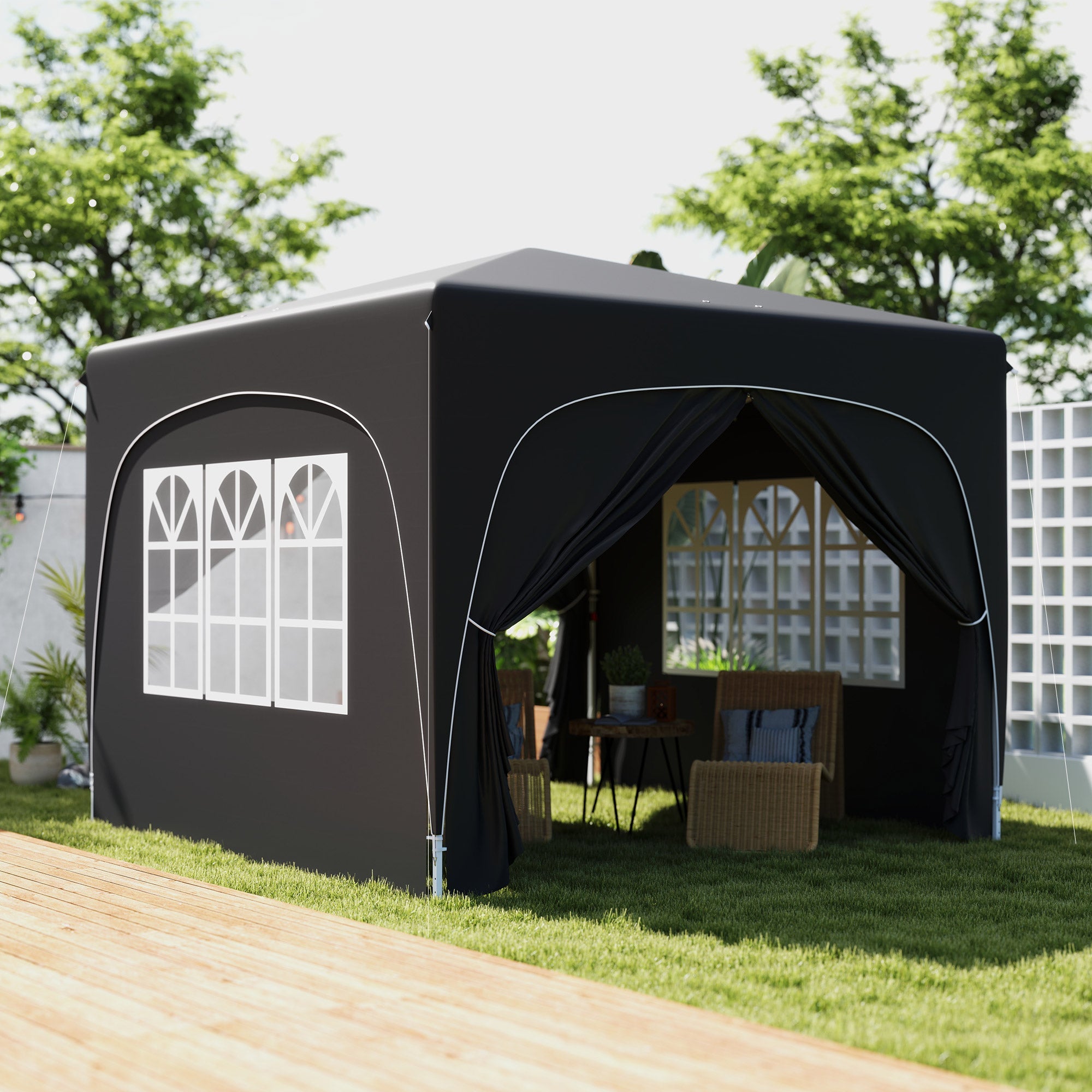 3x3m Pop-Up Gazebo Shelter with UPF50+ Canopy - Black-1